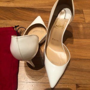 Size 6 Christian Louboutin Iriza White Patent Leather(Pre-Owned Great Condition)